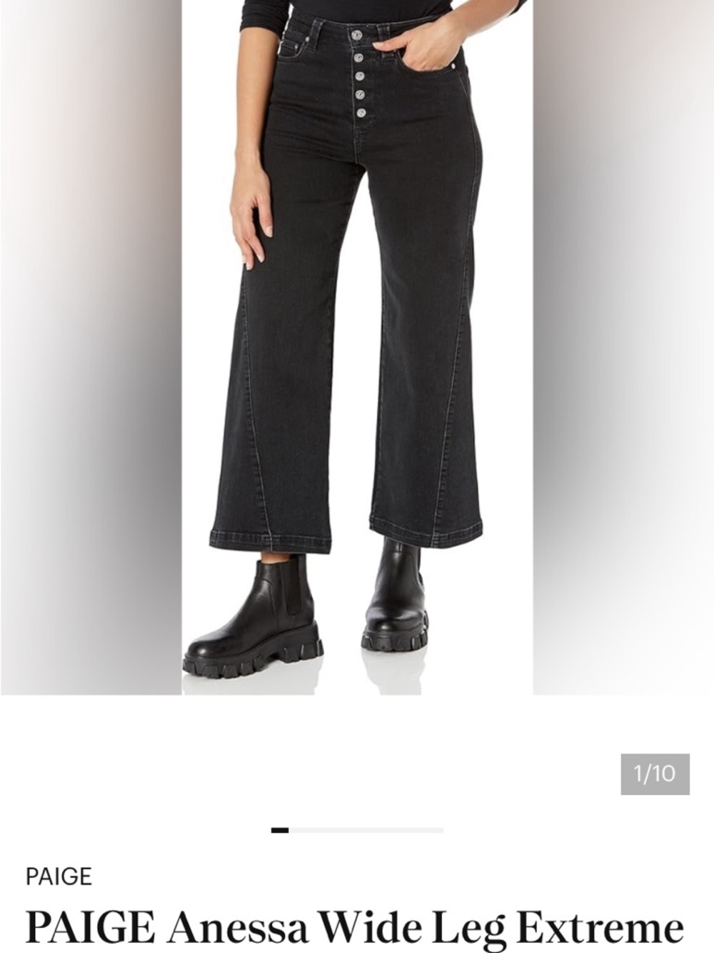 PAIGE  Anessa Extreme Twist Side Seam Dark Obsidean wide leg high waist size 29